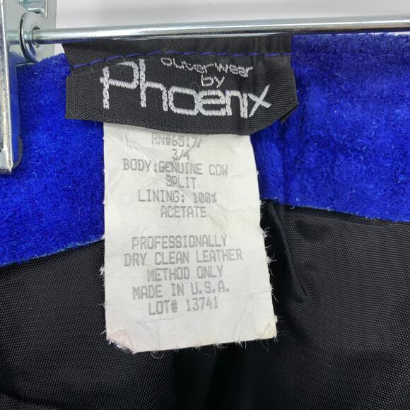 Phoenix Suede Leather Skirt Womens Size 00 Blue Straight Above Knee Vintage - Picture 5 of 6